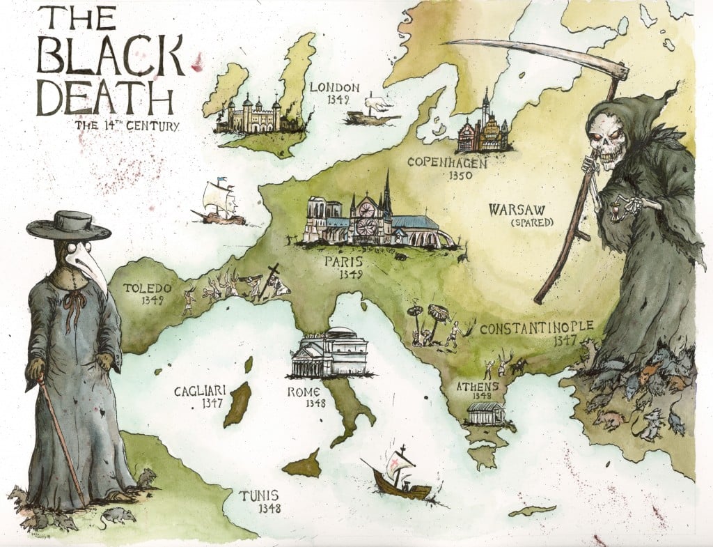 bubonic plague black death map