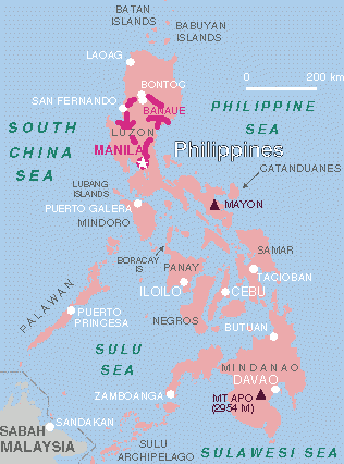 Map Showing Puerto Princesa at Palawan Island
