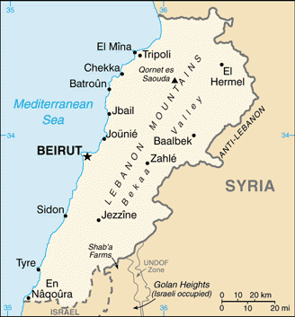 Lebanon - Location in the Middle East