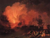 Explosion of France's L'Orient - Battle of the Nile