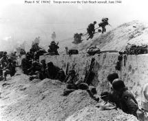 Troops at the Utah Beach Seawall