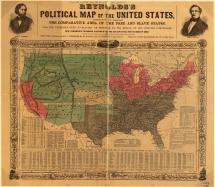 Political Map of the U.S. - Free vs. Slave States, 1850