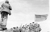 Marines Posing with U.S. Flag Atop Mt. Suribachi