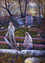 Getman Painting - Female Laborers Forced to Cut Trees