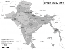 British Control of India - 1860 Territory