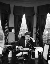 President Kennedy at Work in the Oval Office