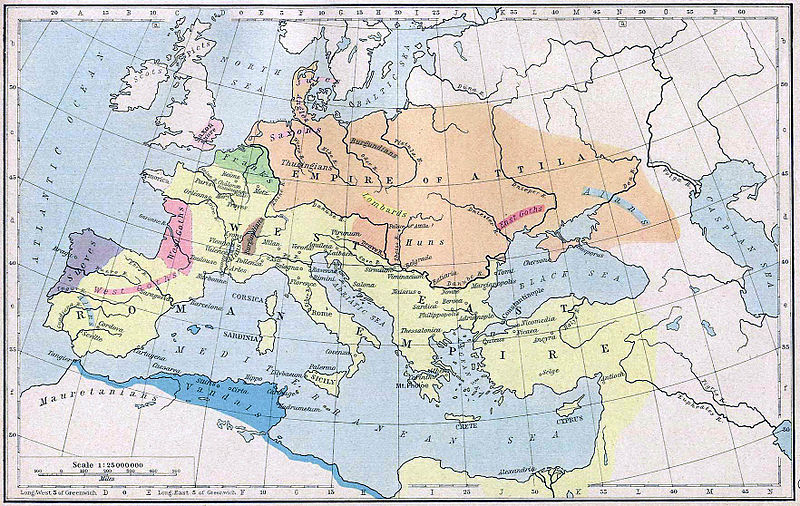 Map Depicting the Empire of Attila
