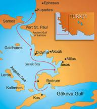 Map - Location of Bodrum, Turkey (Halicarnassus)