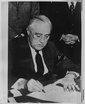 FDR - Signing Declaration of War Against Japan