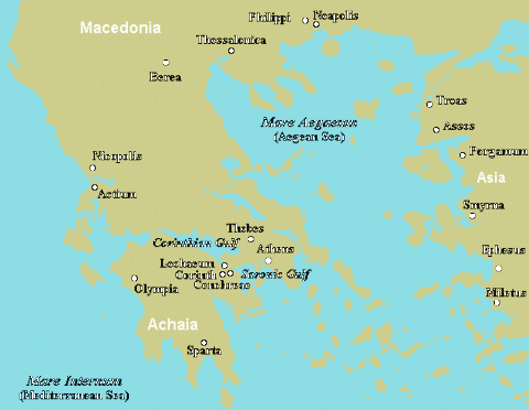 Map of the Corinthian Canal