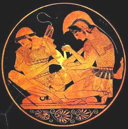 achilles patroclus greek vase painting war friendship ancient cup spartan writing research happened crippled spartans longer fight could during were