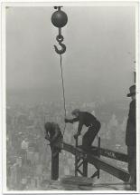 Empire State Building - Workers Attach Beam with a Crane
