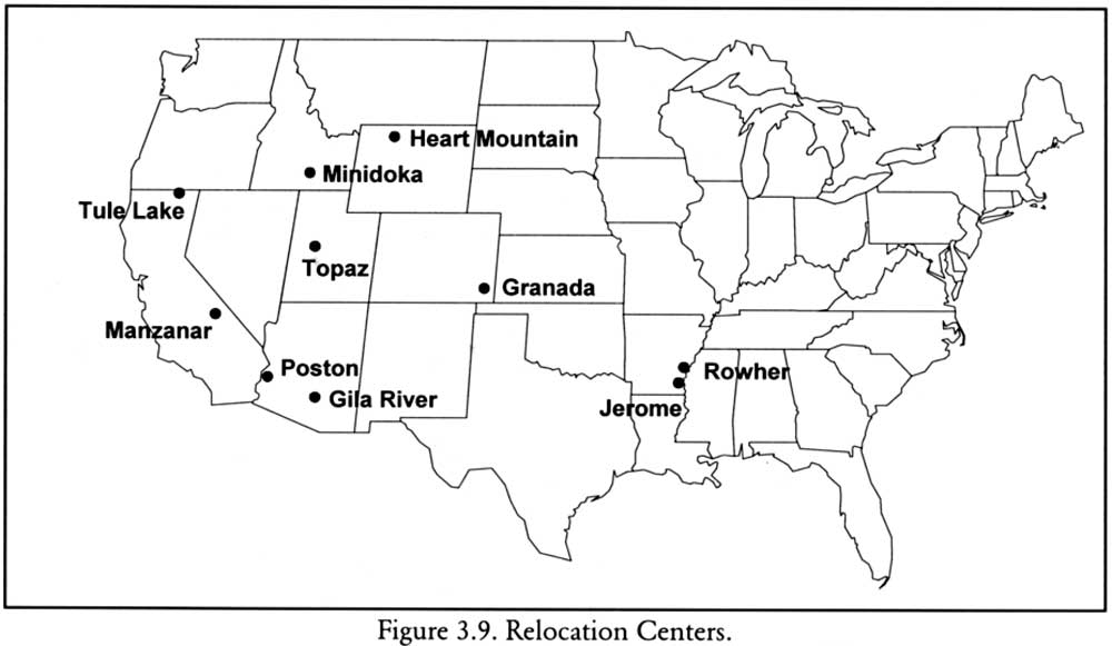 Map of the Relocation Centers