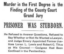 Prosecution of McKinley's Murderer - News Article