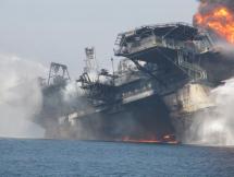 Deepwater Horizon on Fire and Disabled
