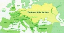 Map of the Hunnic Empire under Attila