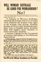 Flyer - Woman Suffrage not Good for Womanhood