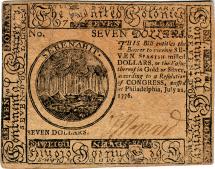 United Colonies Currency - Seven Dollar Bill