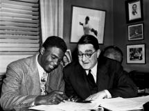 Jackie Robinson Signs a Dodgers Contract
