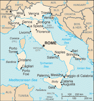 Tyrrhenian Sea - Map Locator