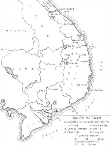 Vietnam - Map of Ia Drang and Other Firefight Areas