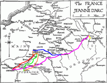 Map Depicting Joan of Arc's Army Movements