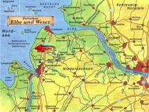 Map Depicting the Elba and Weser Rivers