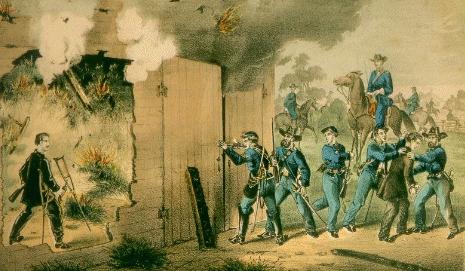 Capture Of John Wilkes Booth Setting The Barn On Fire