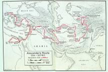 Map Depicting Route of Alexander's Conquests