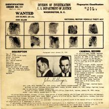 Dillinger Wanted Poster - Marked Cancelled