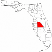 Map of Florida highlighting Polk County