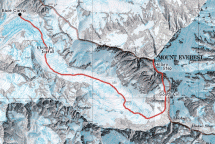 Location of Khumbu Icefall at Mt Everest
