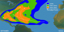 NOAA - Hurricane Prevailing Tracks for Month of September