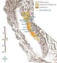 California Gold Areas and Gold Rush Cities