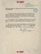 Order from President Truman