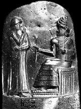 Engraving of Hammurabi at the Top of the Stele