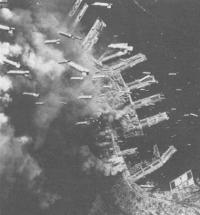 Bombs Shower Kobe Dock Area, June 1945