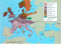Spread of the Plague by Region and Year - 14th Century