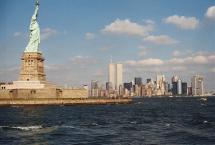 Twin Towers and the Statue of Liberty