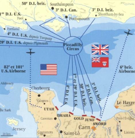 Normandy Invasion - Convoy Routes to the Beaches