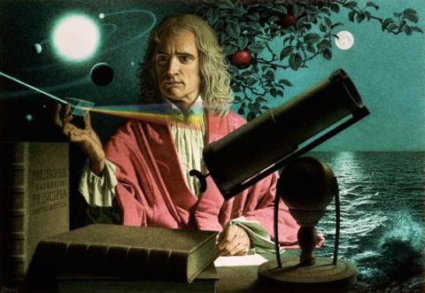 Isaac Newton and the Falling Apple (Illustration) Biographies Aviation & Space Exploration STEM Legends and Legendary People Astronomy