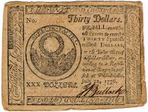 United Colonies Currency - Thirty Dollar Bill