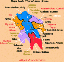 Map of Ancient Sites of Greece