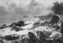 Marines under Fire at Saipan Beach