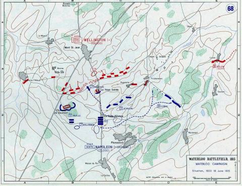 Waterloo Battle Map - 18 June 1815 at 4PM