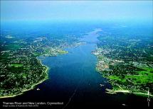 Thames River in New London, Connecticut - Aerial View