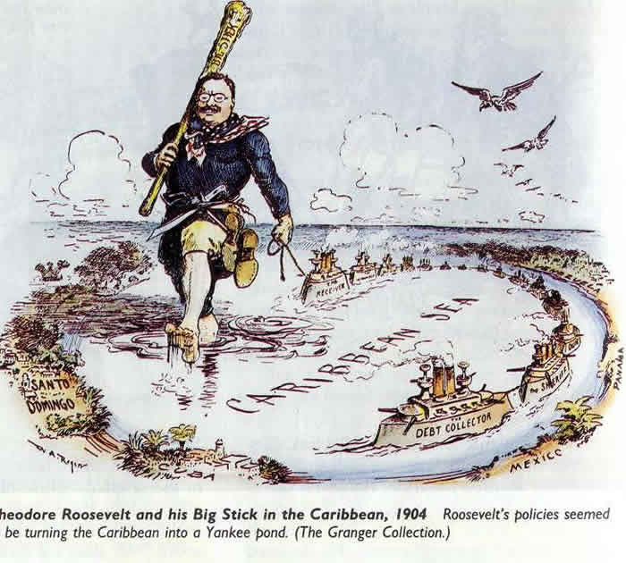 stick roosevelt caribbean theodore cartoon political sea called politics american maintained rogers allen william