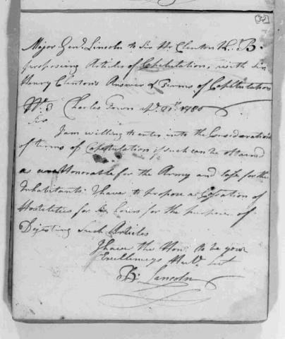 Letter of Surrender, Charleston