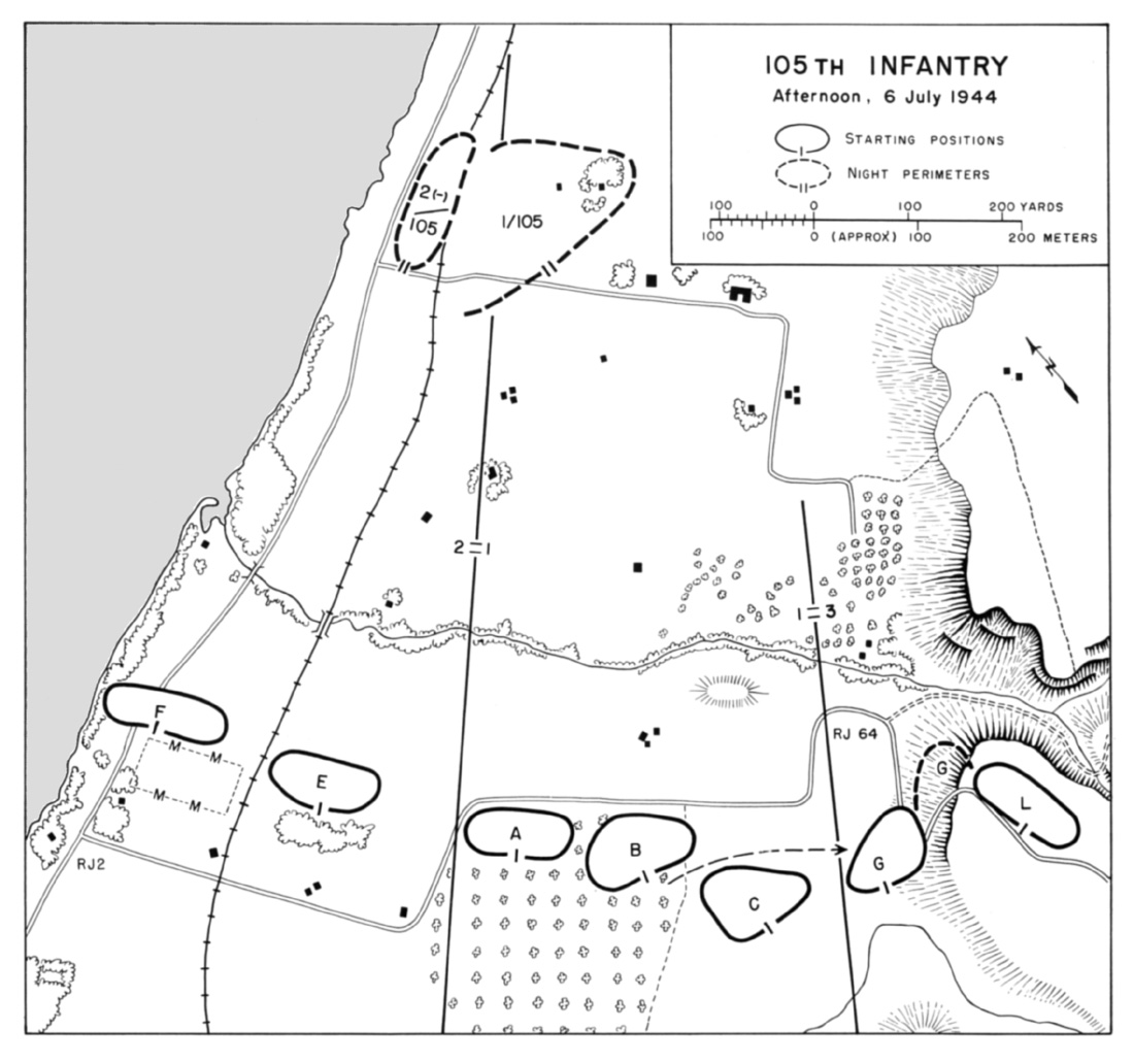 Saipan - U.S. Infantry Positions, 6 July 1944