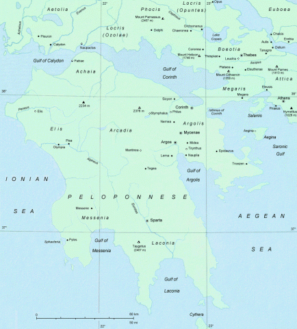 Ancient Sparta - Map Depicting Location